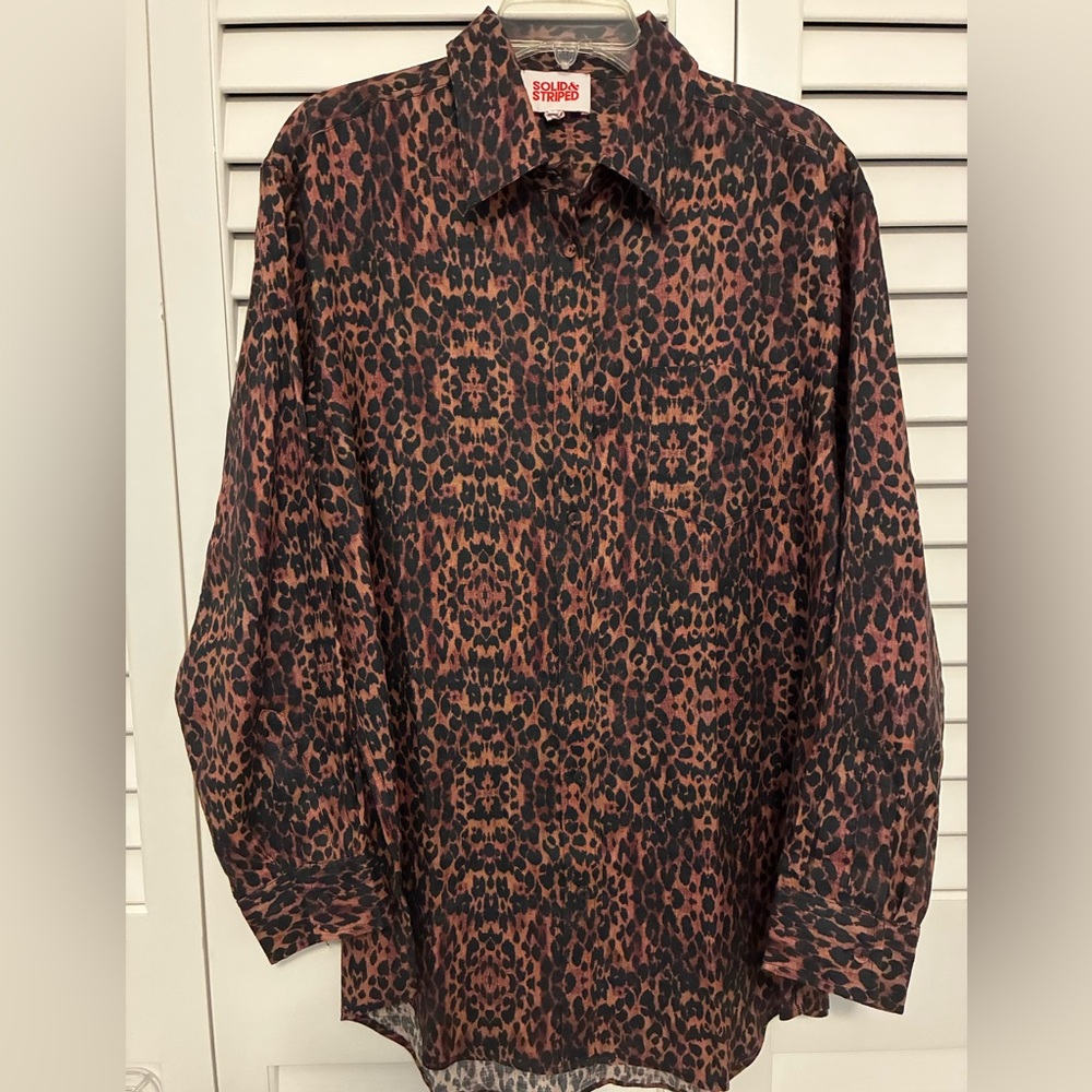 Solid & Striped Leopard Print Tailored Button Dow… - image 1